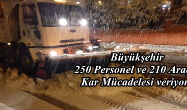 Büyükşehir 250 Personel ve 210 Araçla Kar Mücadelesi veriyor!