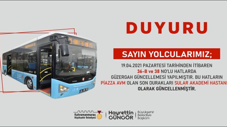 İki Hatta Güzergah Güncellendi.