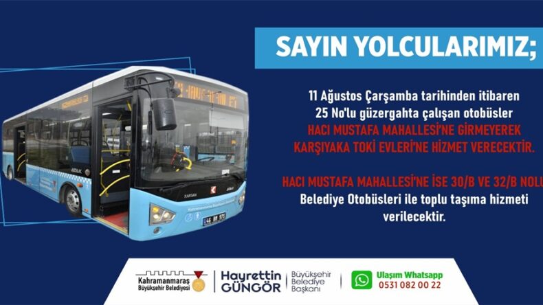 Üç Otobüs Hattında Değişiklik!