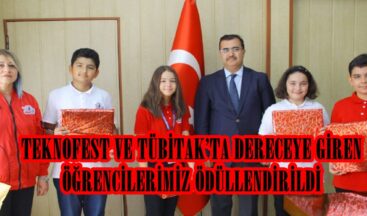 TEKNOFEST VE TÜBİTAK’TA DERECEYE GİREN ÖĞRENCİLERİMİZ ÖDÜLLENDİRİLDİ!