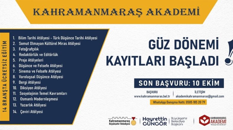 Kahramanmaraş Akademi’de Güz Dönemi Kayıtları Başladı!