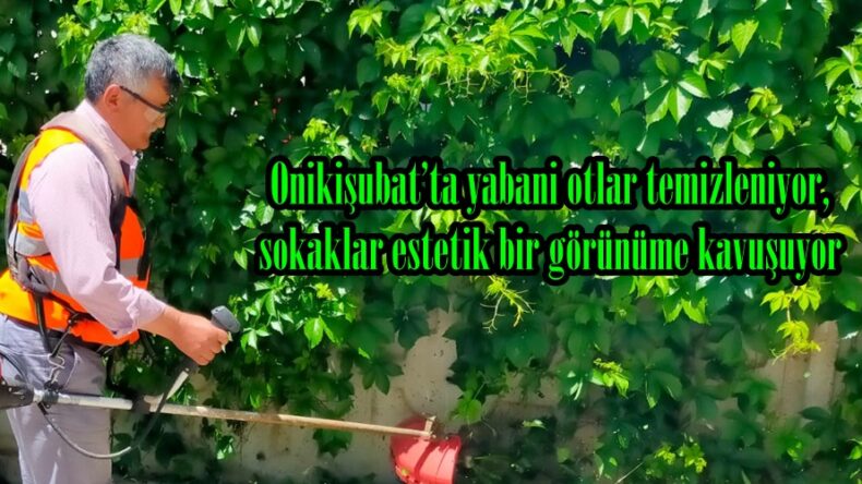 Onikişubat’ta yabani otlar temizleniyor, sokaklar estetik bir görünüme kavuşuyor.
