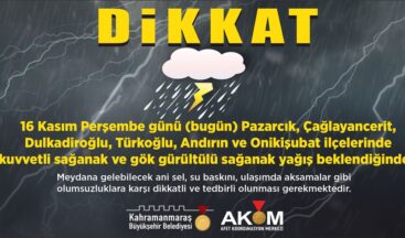 Şehrin Güneyinde Sağanak Yağış Uyarısı!