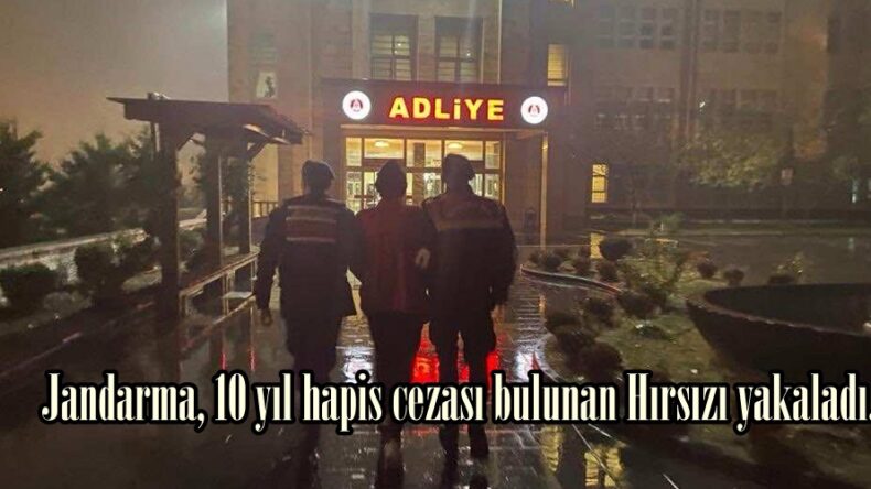 Jandarma, 10 yıl hapis cezası bulunan Hırsızı yakaladı.