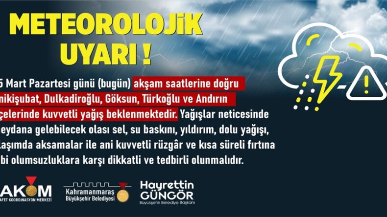 5 İlçede Kuvvetli Yağış Uyarısı!