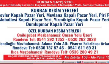 Onikişubat Belediyesi’nden kurbanlık satış ve kesim yerleri açıklaması.