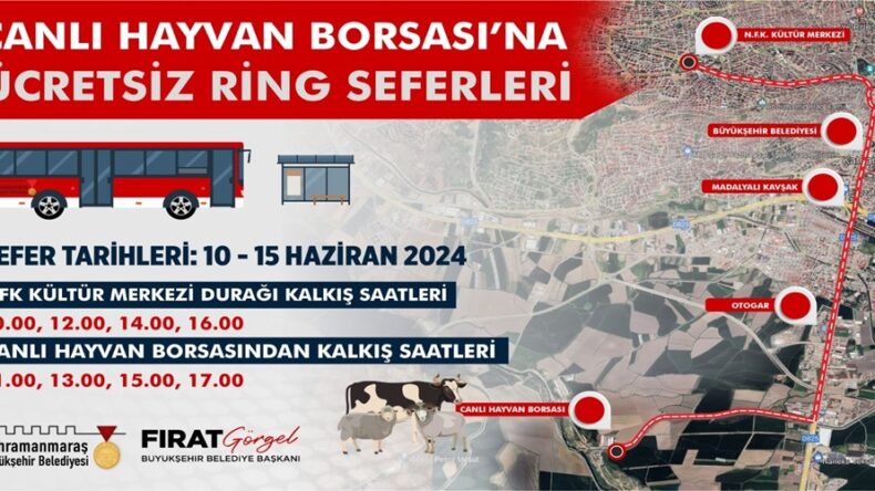 Canlı Hayvan Borsası’na Ücretsiz Ring Seferleri Başladı!.