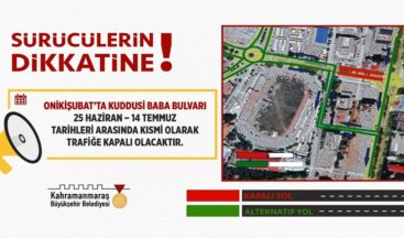 Kuddusi Baba Bulvarı Kısmi Olarak 14 Temmuz’a Kadar Trafiğe Kapatılacak.