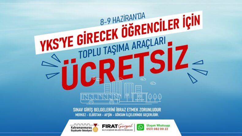 Büyükşehir’den YKS Adaylarına Ücretsiz Ulaşım.