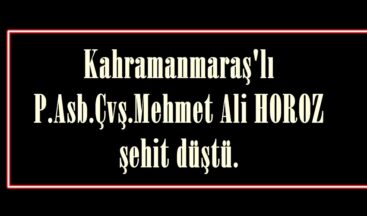 Kahramanmaraş’lı P.Asb.Çvş.Mehmet Ali HOROZ şehit düştü.