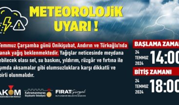 3 İlçede Sağanak Yağış Etkili Olacak!.