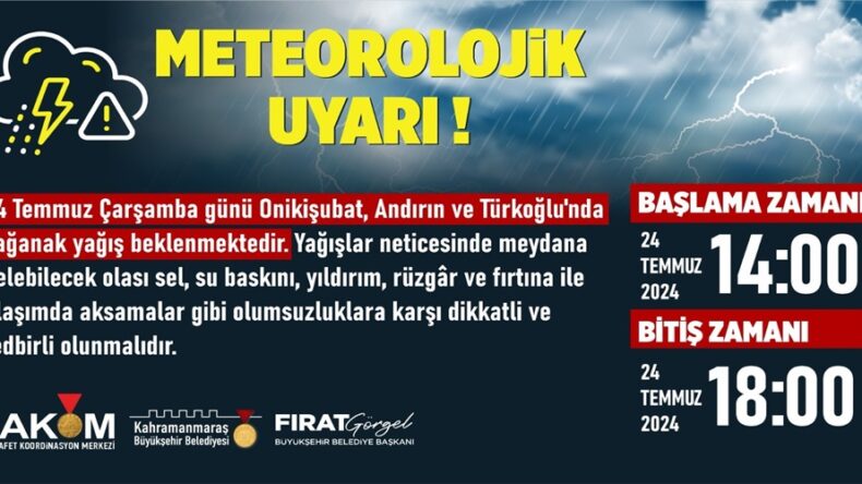 3 İlçede Sağanak Yağış Etkili Olacak!.