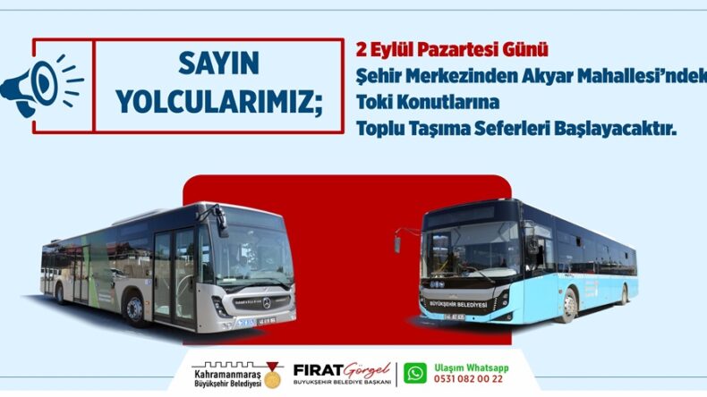 Akyar TOKİ Konutlarına Yeni Toplu Taşıma Hattı Hizmete Başlıyor!.