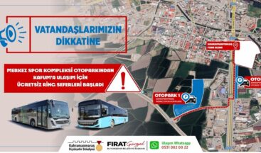 Merkez Spor Kompleksi Otoparkından Fuara Ücretsiz Ring Seferleri Başladı!