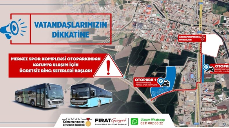 Merkez Spor Kompleksi Otoparkından Fuara Ücretsiz Ring Seferleri Başladı!