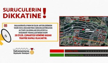 Vezir Hoca Bulvarı Kısmi Olarak 28 Eylül’e Kadar Trafiğe Kapatıldı!