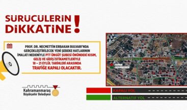 Prof. Dr. Necmettin Erbakan Bulvarı, Kısmi Olarak 4 Gün Trafiğe Kapatılacak!