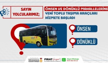 Önsen ve Dönüklü’ye Yeni Toplu Taşıma Araçları Hizmete Başladı!.