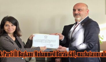 Ak Parti İl Başkanı Muhammed Burak Gül, mazbatasını aldı.