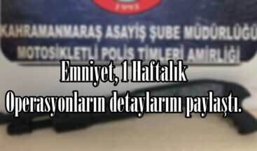Emniyet, 1 Haftalık Operasyonların detaylarını paylaştı.