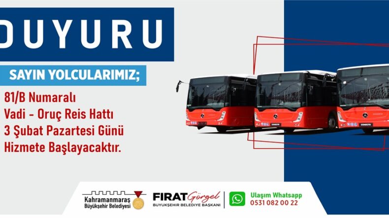 Şehir Merkezinde Yeni Toplu Taşıma Hattı Hizmete Başlıyor.