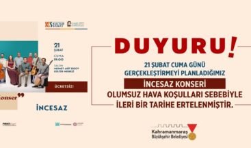 İncesaz Konseri İleri Bir Tarihe Ertelendi.