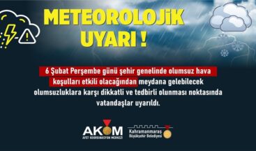 6 Şubat’ta Şehir Genelinde Olumsuz Hava Koşulları Hâkim Olacak!