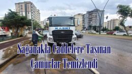 Sağanakla Caddelere Taşınan Çamurlar Temizlendi.