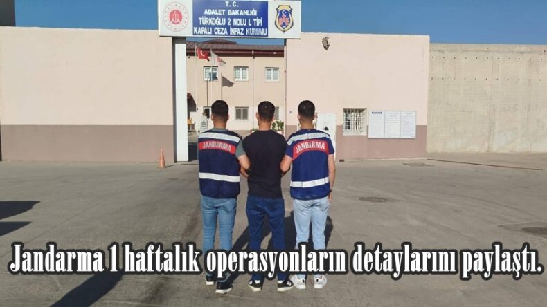 Jandarma 1 haftalık operasyonların detaylarını paylaştı.
