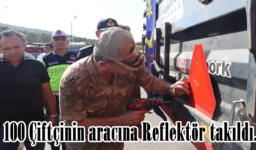 100 Çiftçinin aracına Reflektör takıldı.