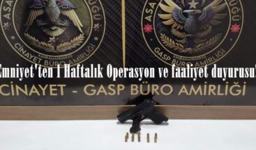 Emniyet’ten 1 Haftalık Operasyon ve faaliyet duyurusu!