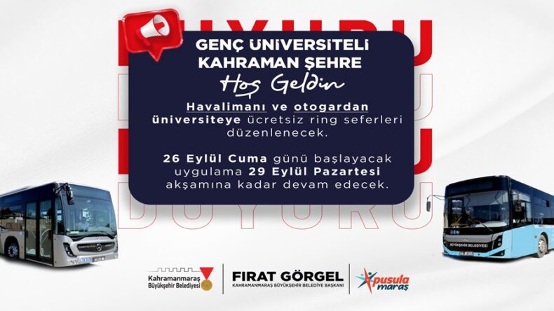 Büyükşehir’den Üniversitelilere Hoş Geldin Hediyesi; Havaalanı ve Otogardan Ücretsiz Ring.