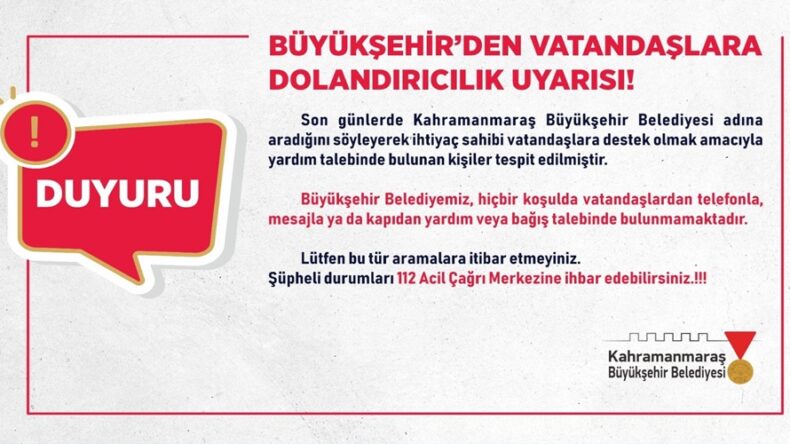 Büyükşehir’den Vatandaşlara Dolandırıcılık Uyarısı!.