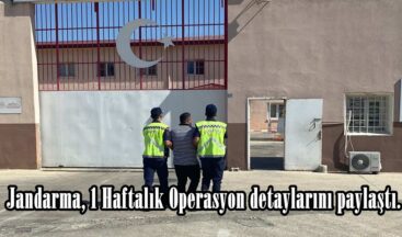 Jandarma, 1 Haftalık Operasyon detaylarını paylaştı.