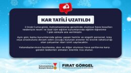 Olumsuz Hava Koşulları Nedeniyle 2 Ocak’ta Eğitime 1 Günlük Ara!