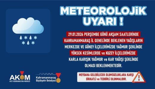 Vatandaşlar Yağmur ve Kar Yağışına Karşı Uyarıldı.