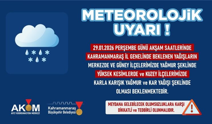 Vatandaşlar Yağmur ve Kar Yağışına Karşı Uyarıldı.