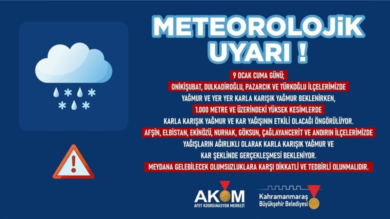 9 Ocak’ta Şehir Genelinde Yağışlı Hava Etkili Olacak!.
