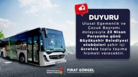 Büyükşehir’den 23 Nisan’da Ücretsiz Toplu Taşıma Hizmeti.
