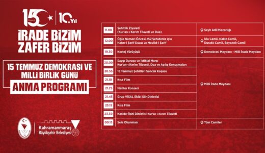 Demokrasi Zaferinin 10’uncu Yılında Kahramanmaraş Meydanlarda Buluşacak.