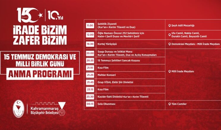 Demokrasi Zaferinin 10’uncu Yılında Kahramanmaraş Meydanlarda Buluşacak.