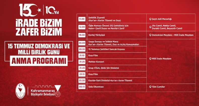 Demokrasi Zaferinin 10’uncu Yılında Kahramanmaraş Meydanlarda Buluşacak.