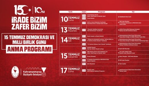15 Temmuz Demokrasi ve Milli Birlik Günü Anma Programları Başlıyor.