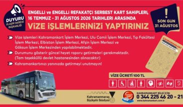 Engelli ve Engelli Refakatçi Serbest Kartlarında Vize Yenileme Dönemi Başladı.