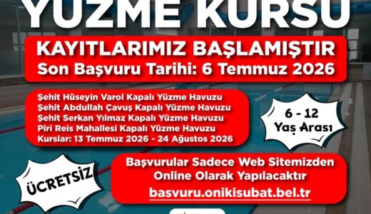 Onikişubat Belediyesi’nin ücretsiz Yaz Yüzme Kursları’na kayıtlar devam ediyor.