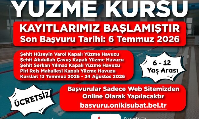 Onikişubat Belediyesi’nin ücretsiz Yaz Yüzme Kursları’na kayıtlar devam ediyor.