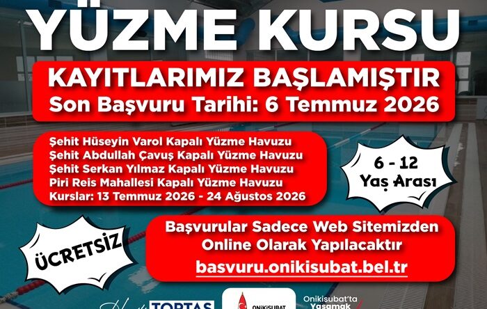 Onikişubat Belediyesi’nin ücretsiz Yaz Yüzme Kursları’na kayıtlar devam ediyor.