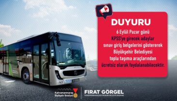 Büyükşehir’den KPSS Adaylarına Ücretsiz Ulaşım Desteği.