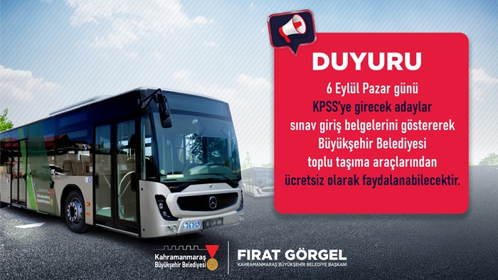 Büyükşehir’den KPSS Adaylarına Ücretsiz Ulaşım Desteği.